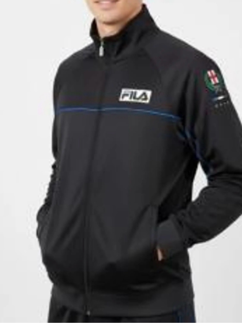 Fila Black & Gray Italia Track Racing Jacket with Blue Stripe  XL